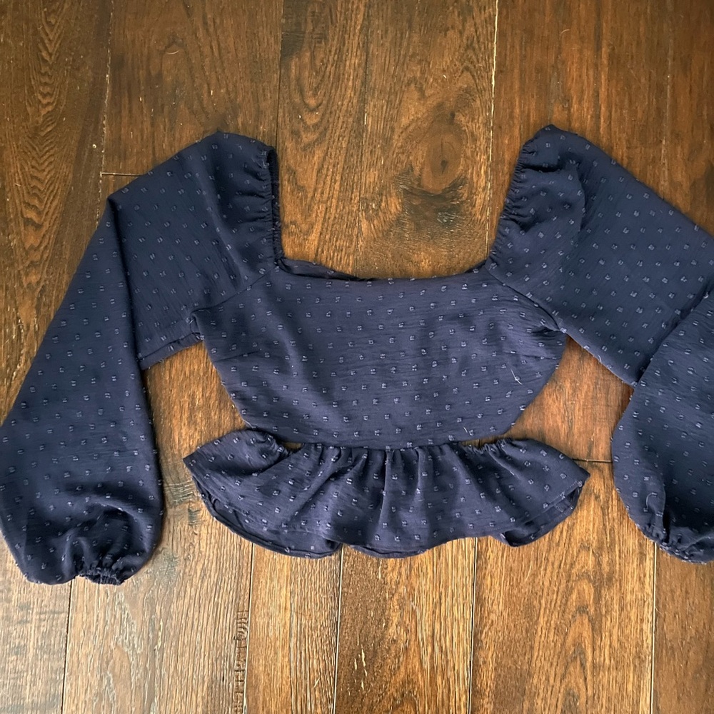 Navy Blue Women's Peplum Top